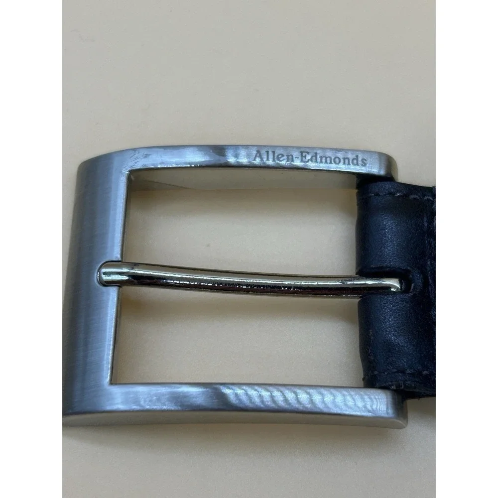 Allen Edmonds Dark Brown Calfskin Leather Dress Belt Silver Buckle Size 44 39057
